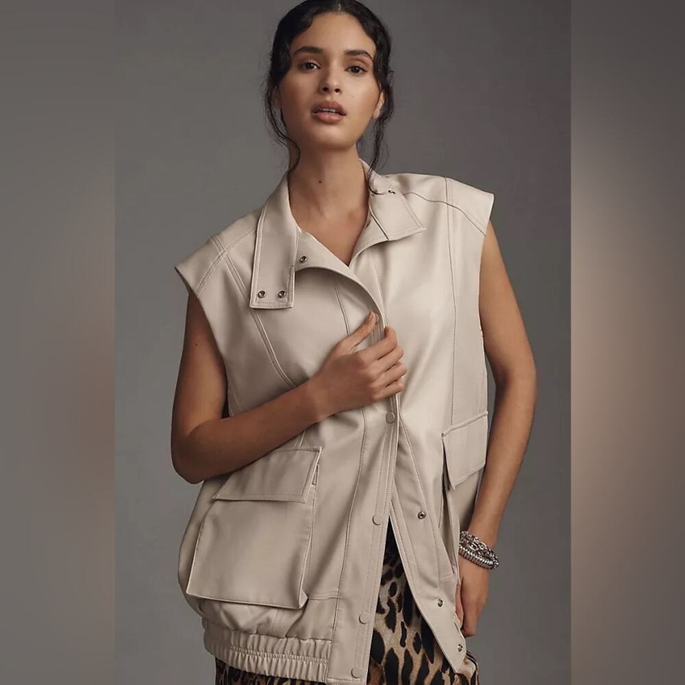 By Anthropologie Vegan Leather Oversized Utility Vest